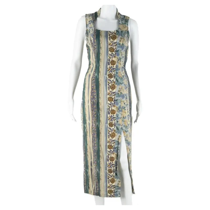 La Belle Womens Shift Dress Blue Floral Sleeveless Midi S 1