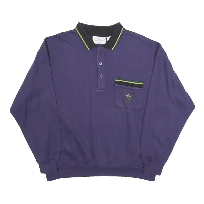La Grenouille Mens Blue Polo Collar Xl Sweatshirt Cotton Blend Pocket Detail 1