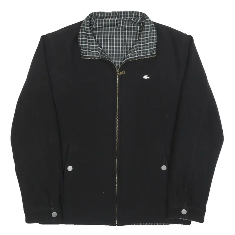 Lacoste Mens Black Zip Jacket M Woven Plain Logo Crocodile Lightweight Casual 1