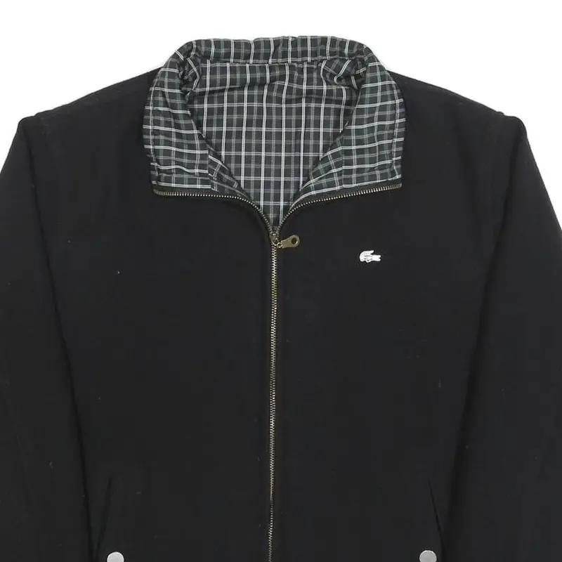 Lacoste Mens Black Zip Jacket M Woven Plain Logo Crocodile Lightweight Casual 2