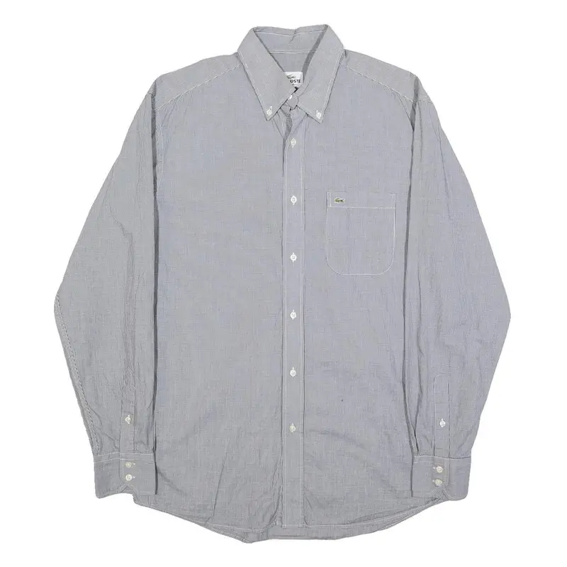 Lacoste Mens Blue Pattern Shirt L Cotton Classic Button-Down Long Sleeve 1