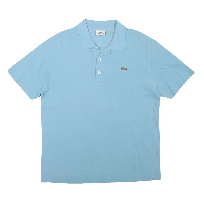 Lacoste Mens Blue Short Sleeve Plain M Cotton Blend Polo Shirt Classic Casual 1