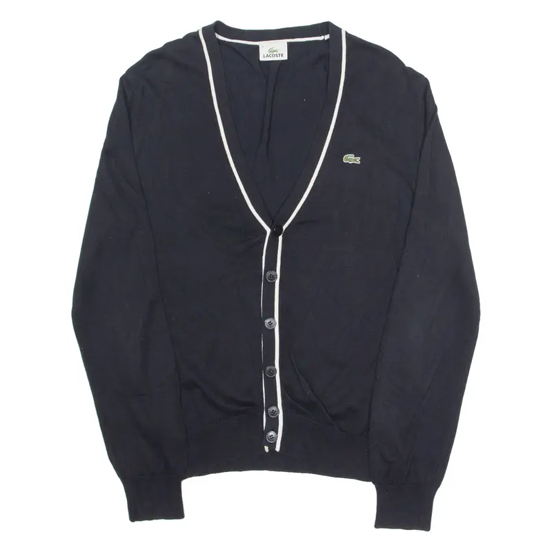 Lacoste Mens Cardigan Black V-Neck Tight Knit S 1