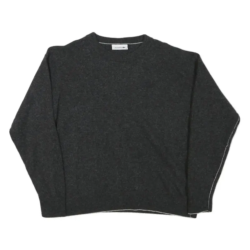 Lacoste Mens Charcoal Plain Wool Jumper Crew Neck Basic Knit Xs 1