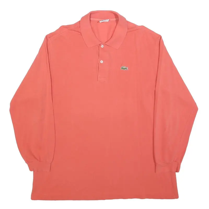 Lacoste Mens Coral Long Sleeve Plain Xl Cotton Blend Polo Shirt Classic Casual 1