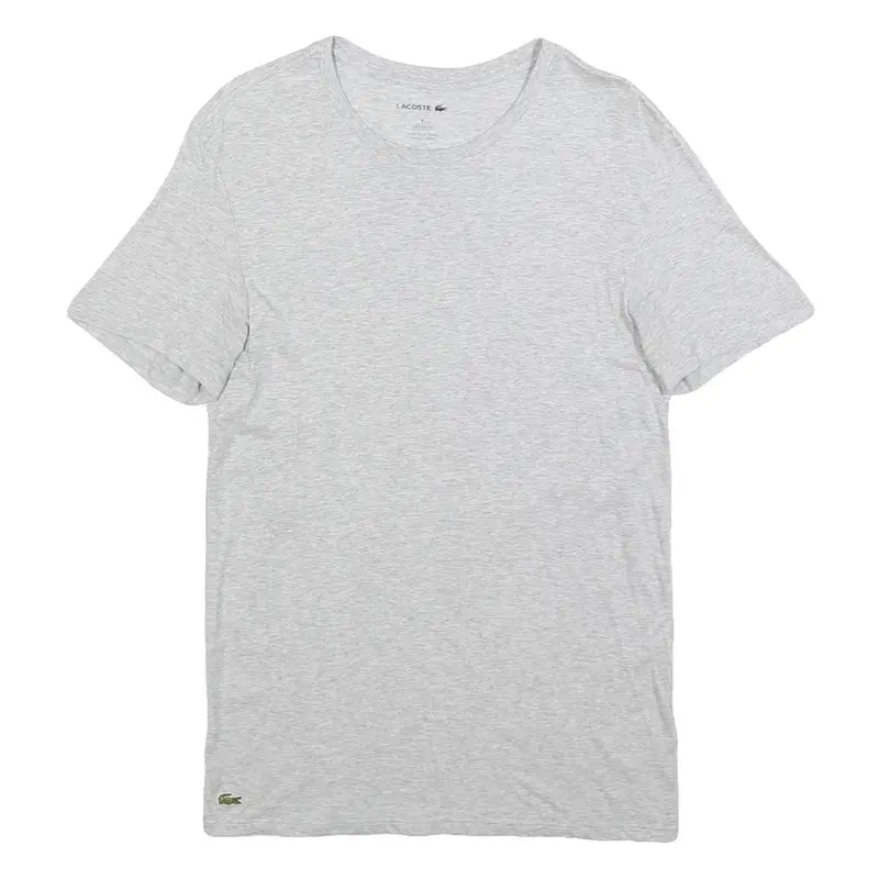 Lacoste Mens Grey Crew Neck Short Sleeve T-Shirt M Cotton Casual Essential 1