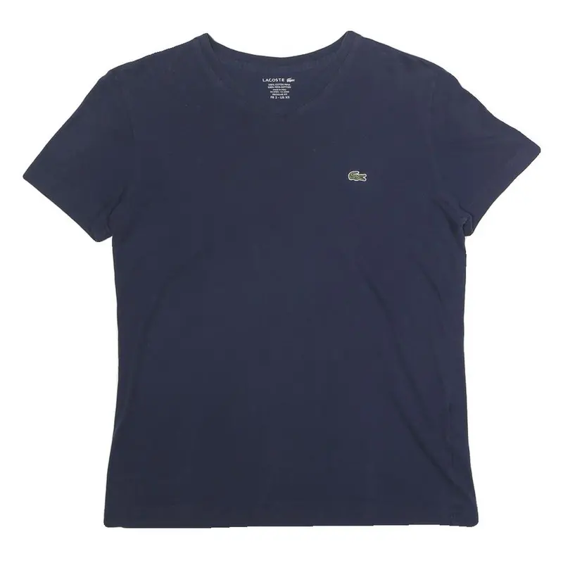 Lacoste Mens Navy Blue Cotton Blend V-Neck T-Shirt Xs Classic Fit Casual 1