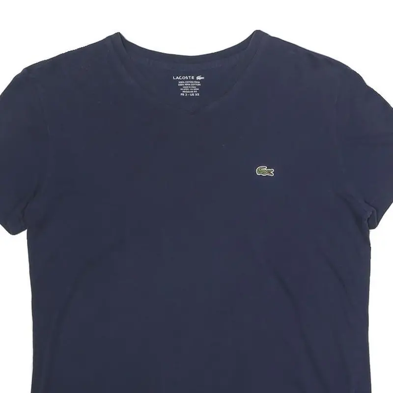 Lacoste Mens Navy Blue Cotton Blend V-Neck T-Shirt Xs Classic Fit Casual 2