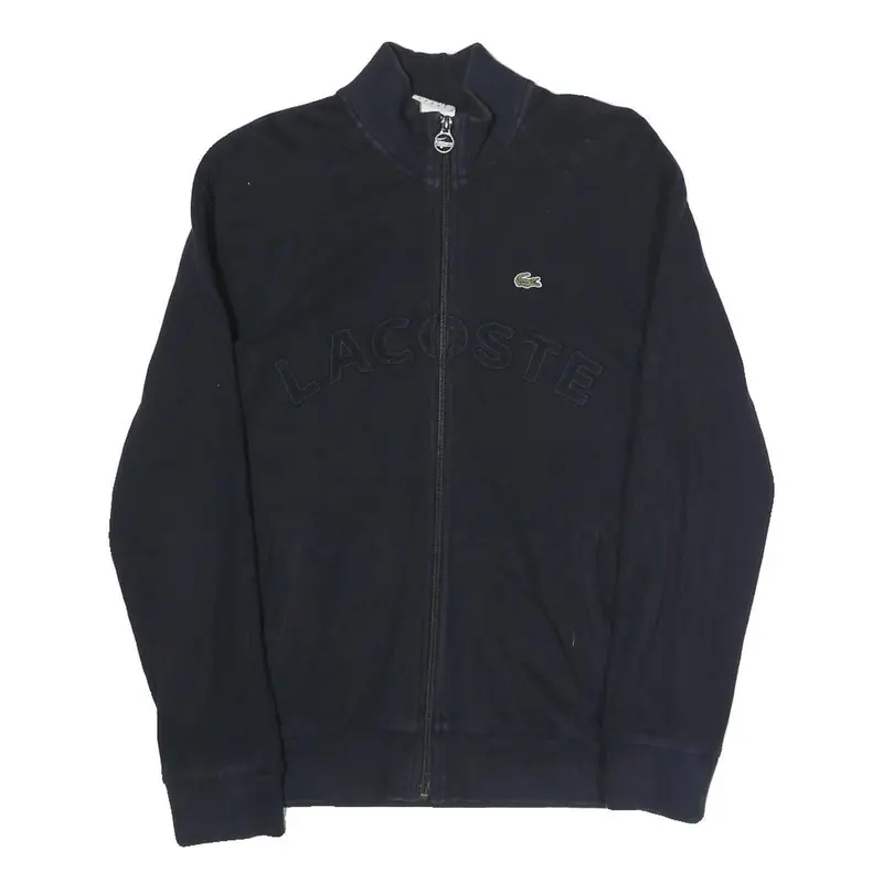Lacoste Mens Navy Blue Cotton Blend Zip Jacket S Casual Sportswear Track Top 1