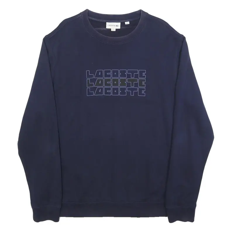 Lacoste Mens Navy Sweatshirt Xl Crew Neck Cotton Blend Pullover Logo Print 1