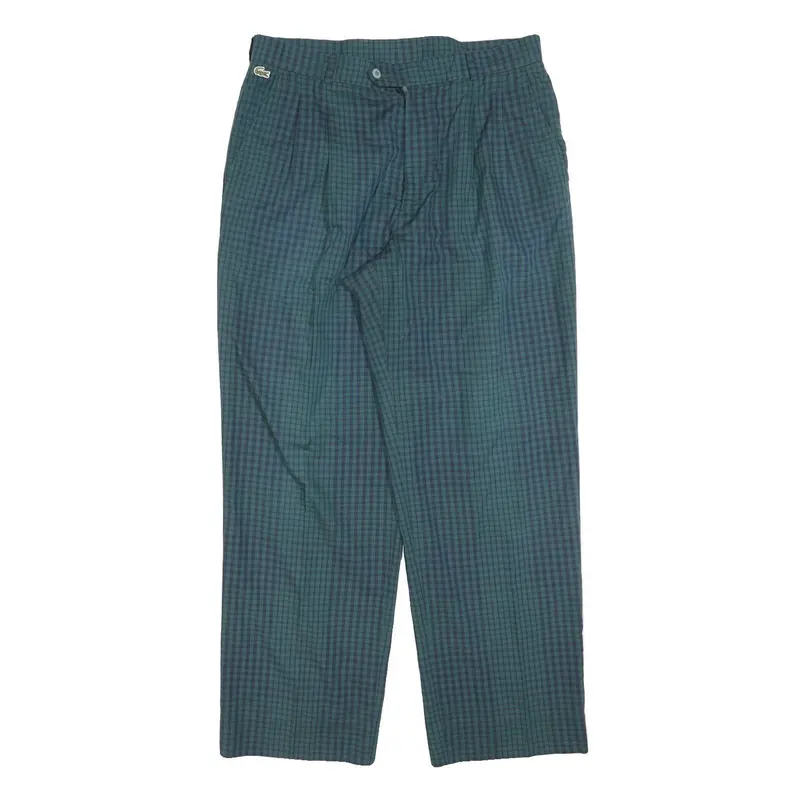 Lacoste Mens Polyester Blend Blue & Green Check Relaxed Straight Trousers W32 1