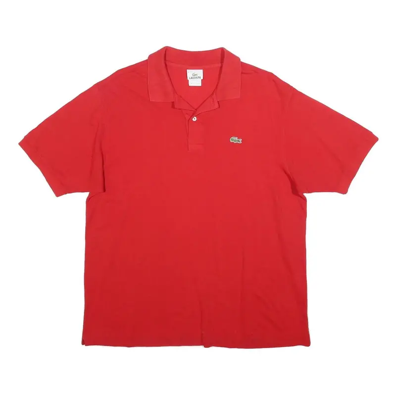 Lacoste Mens Red Short Sleeve Plain Polo Shirt Xl Classic Cotton Blend 1