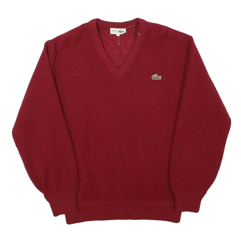 Lacoste Mens Red Wool Plain V-Neck Basic Knit Xxs Jumper Classic Style 1