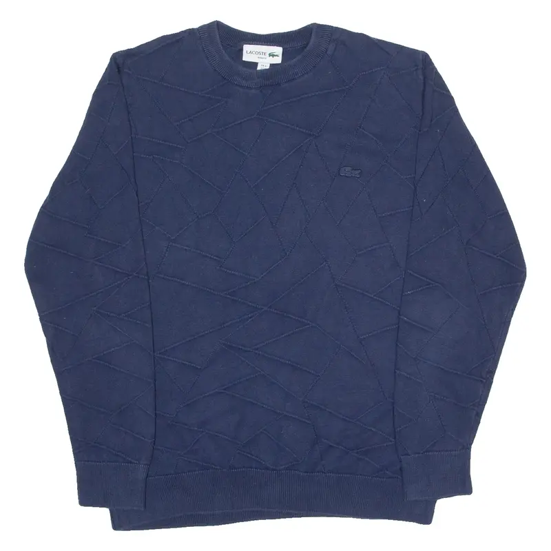 Lacoste Slim Fit Mens Patterned Jumper Blue Crazy Pattern Tight Knit M 1