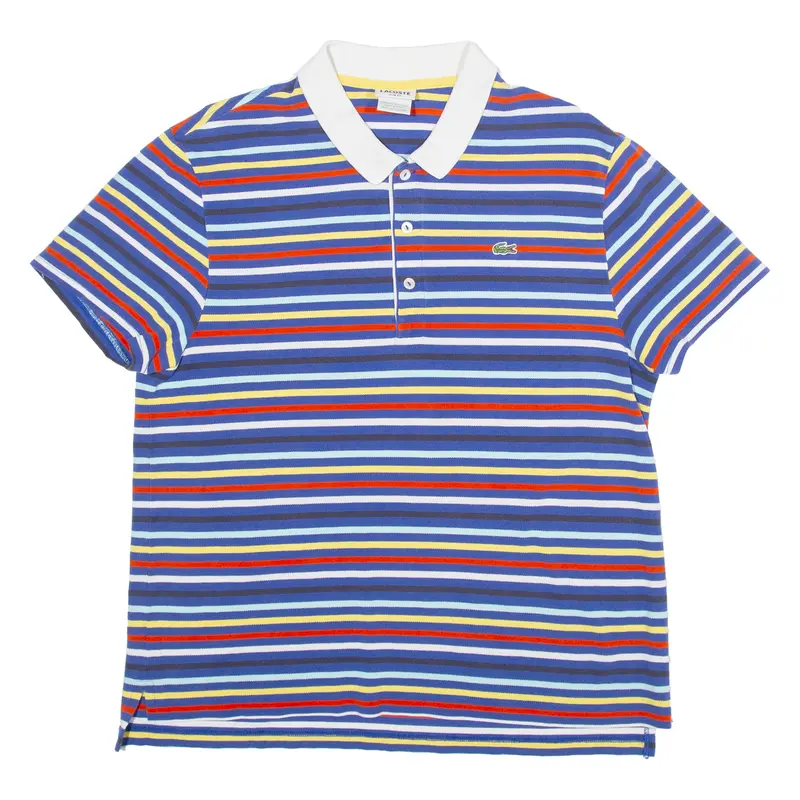 Lacoste Slim Fit Mens Polo Shirt Blue Striped M 1