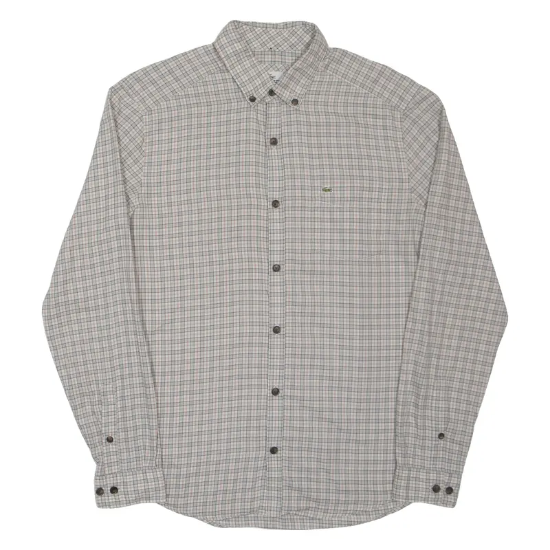 Lacoste Slim Fit Mens Shirt Grey Check Long Sleeve S 1