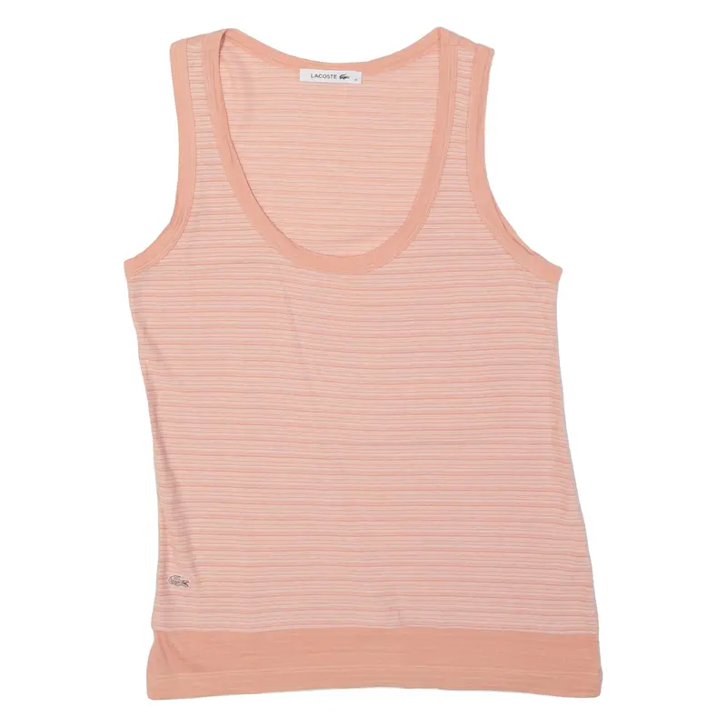 Lacoste Striped Womens Vest Pink Sleeveless S 1