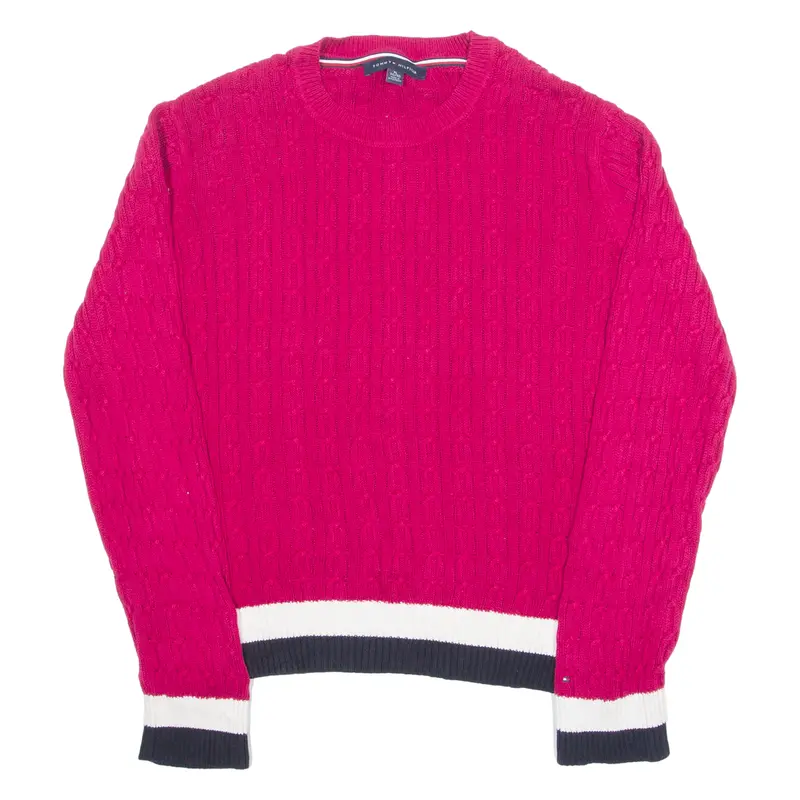 Lacoste Womens Jumper Pink Cable Knit Xl 1