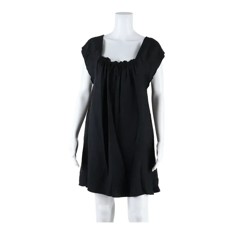 Lady Avenue Womens Shift Dress Black Silk Geometric Sleeveless Short S 1