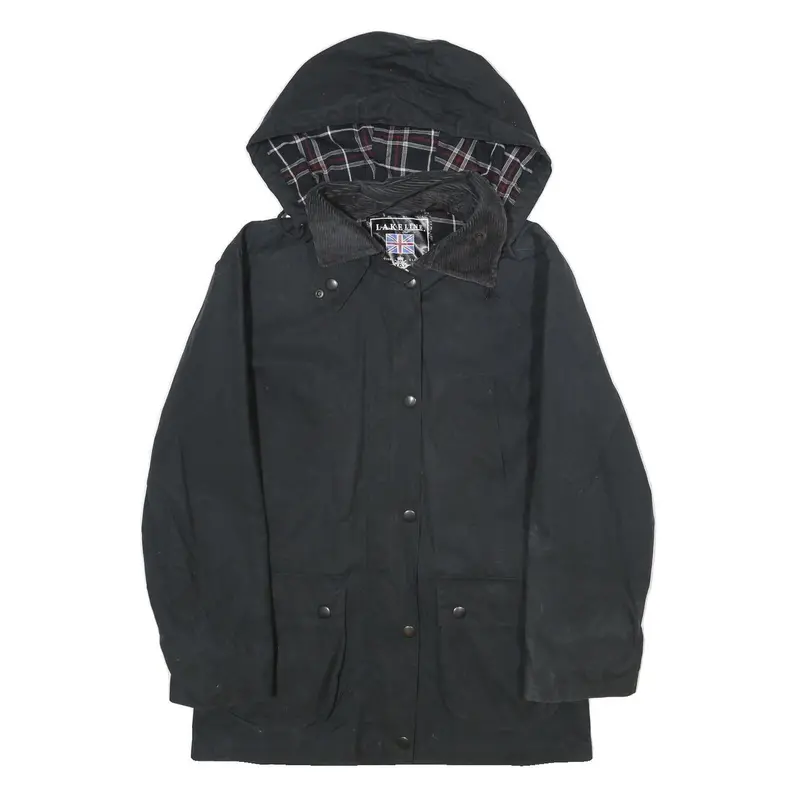 Lake Line Womens Black Cotton Hooded Jacket Uk 16 Zip Closure Classic Casual 1