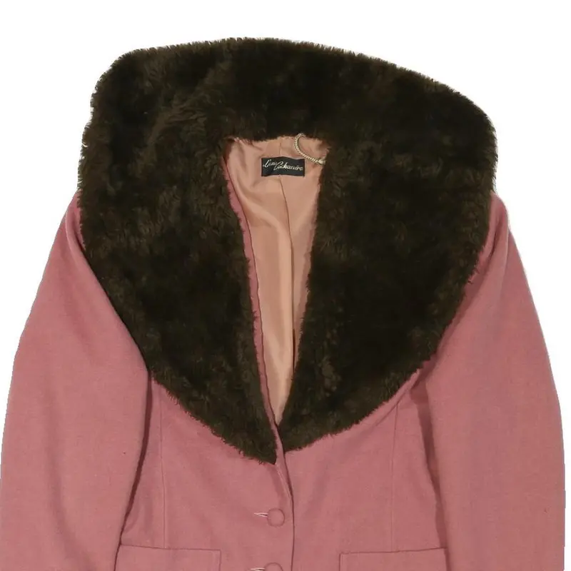 Lana Cachemire Womens Pink Wool Blend Jacket M Button Plain Elegant Warm 2