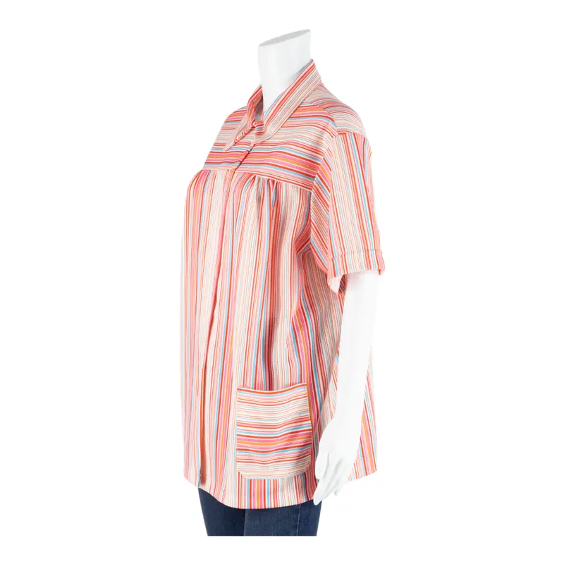 Land 'N' Sea Stretch Womens Blouse Shirt Red Collared 90S Striped Xl 2