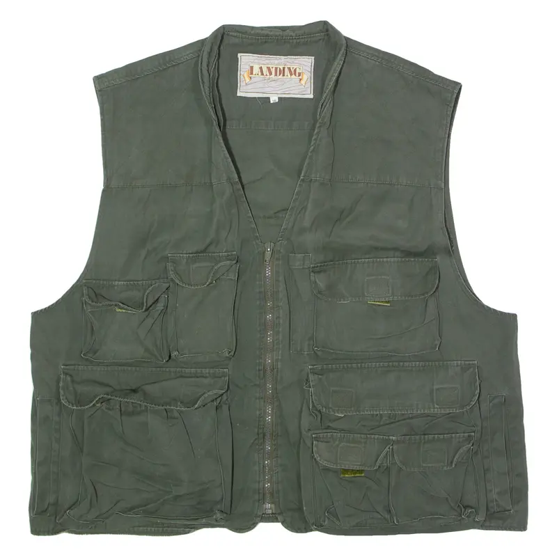 Landing Utility Mens Gilet Green Twill 90S Xl 1