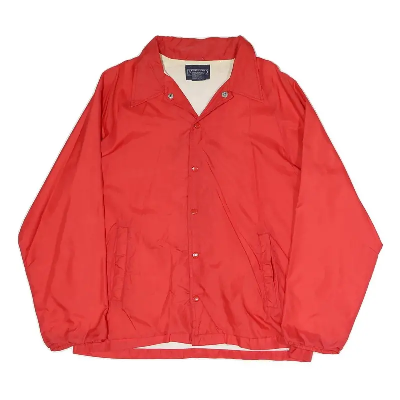 Lands End Mens Red Button Jacket M Polyester Blend Plain Casual Lightweight 1