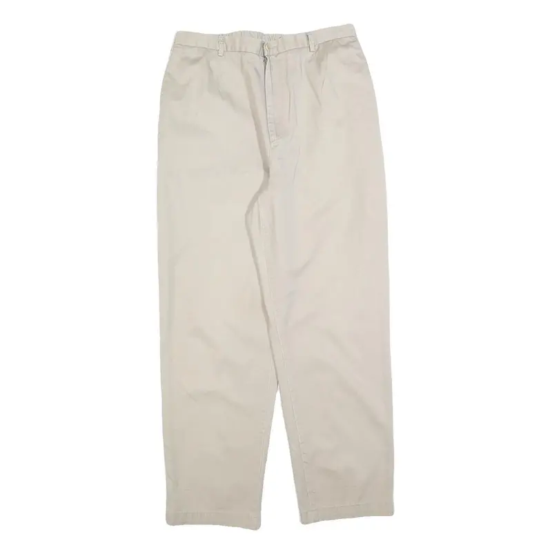 Lands End Womens Cotton Blend Beige Relaxed Straight Trousers W30 L30 Casual 1