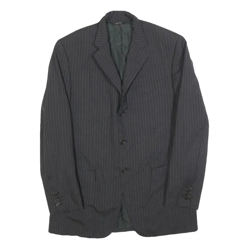 Lanvin Mens Grey Pinstripe Wool Classic Jacket M Button Closure Tailored 1