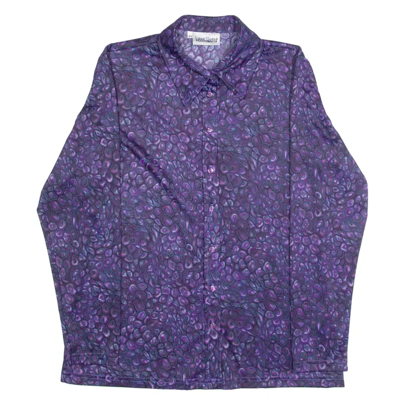 Last Scene Womens Shirt Purple Animal Print Long Sleeve L 1