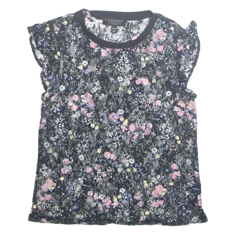 Laundry Womens Printed Top Black Sleeveless Floral S 1