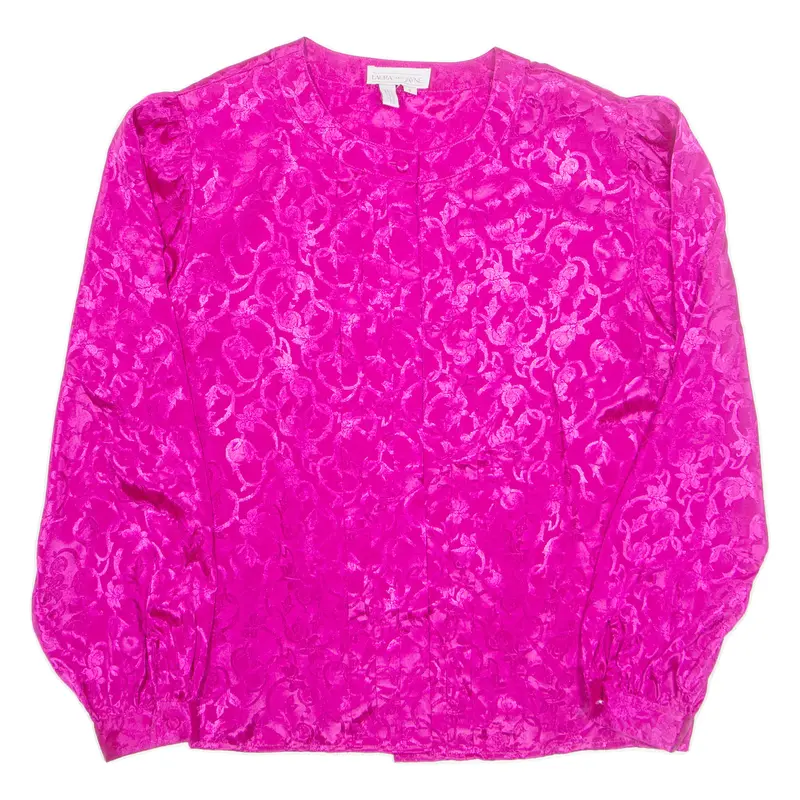 Laura And Jayne Womens Blouse Shirt Pink Long Sleeve Floral M 1