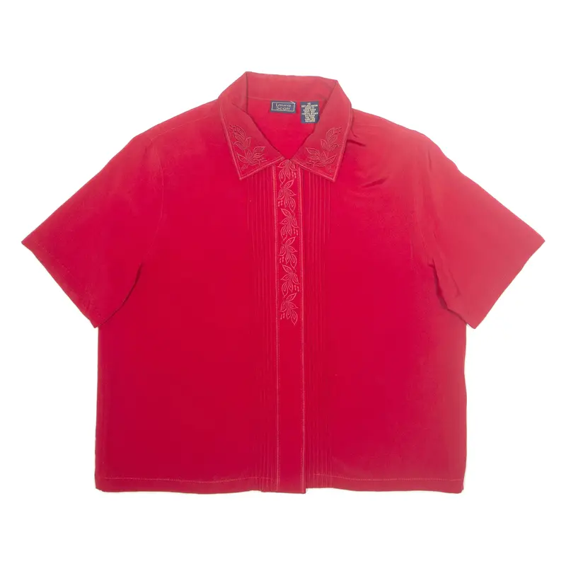 Laura Scott Womens Shirt Red Collared Uk 16 1