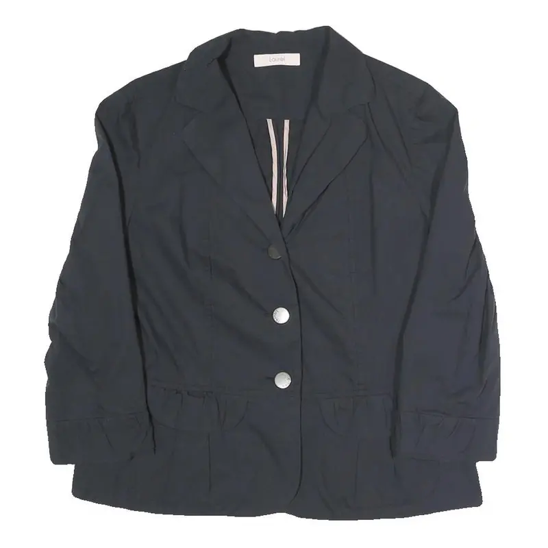 Laurel Womens Black Button Polyester Blend Classic Jacket S Plain Stylish 1