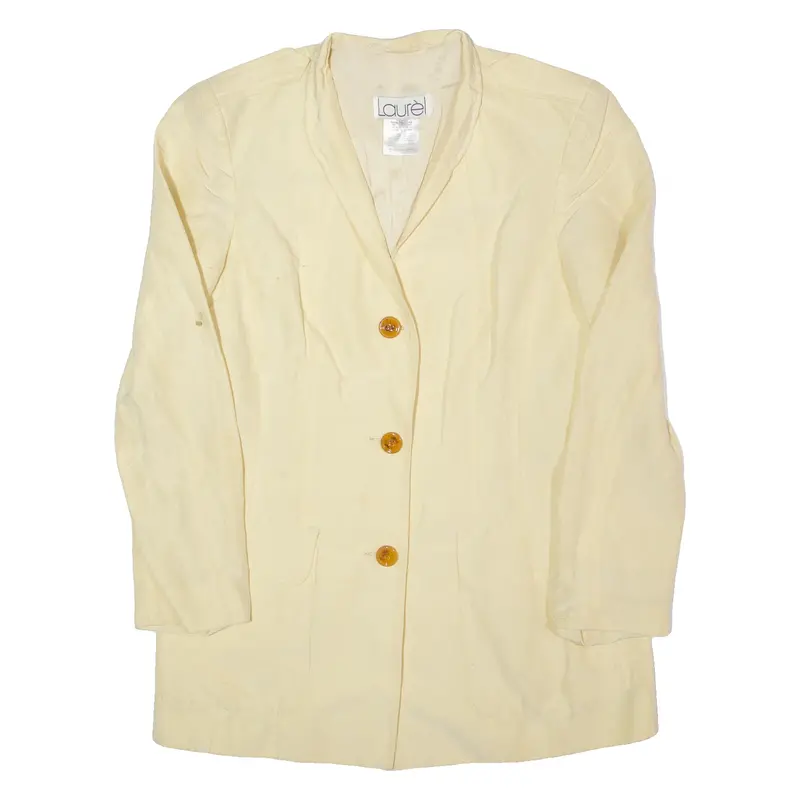Laurel Womens Blazer Jacket Yellow Linen 90S M 1