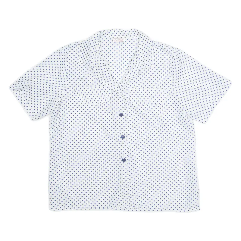 Lauren Lee Womens Printed Shirt White Collared Spotted L 1