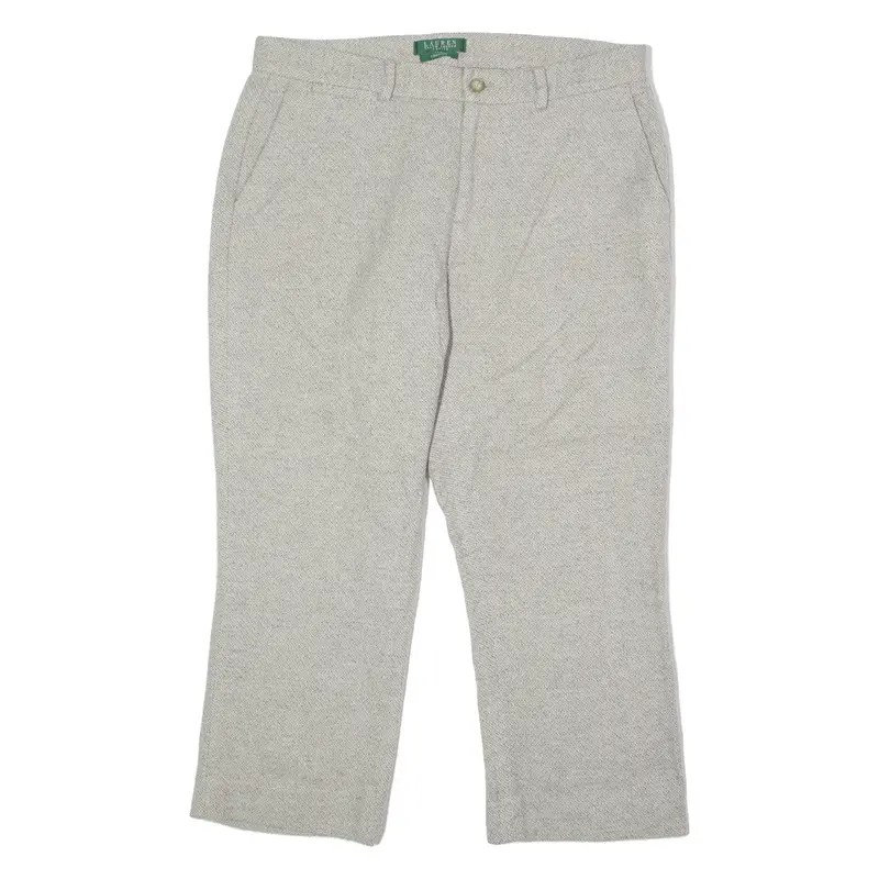 Lauren Ralph Lauren Camaron Petite Womens Trousers Grey Straight Wool W34 L23 1