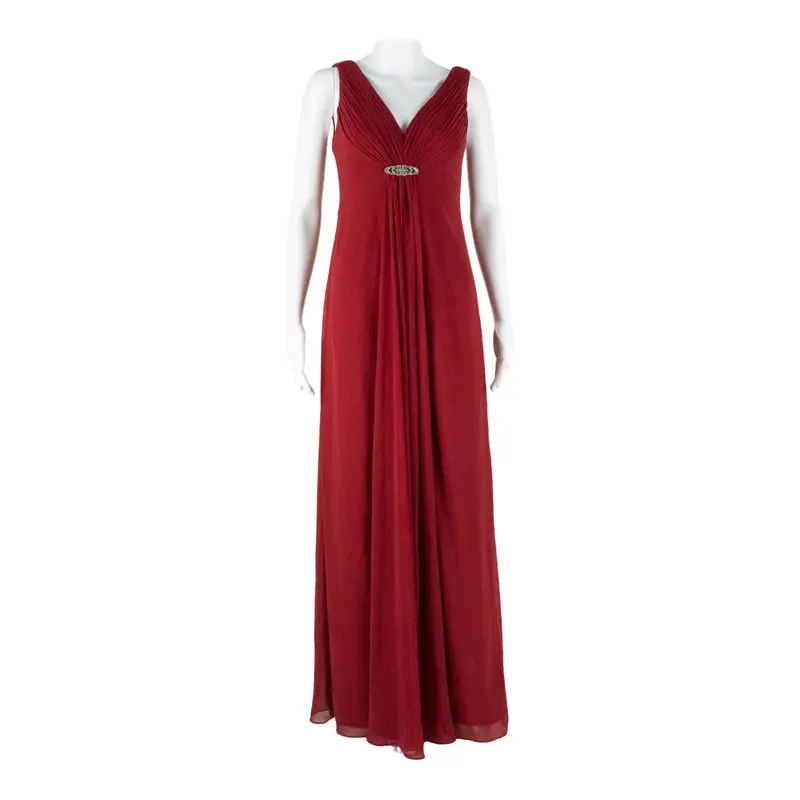 Lauren Ralph Lauren Evening Womens Maxi Dress Red Sleeveless Long Xs 1