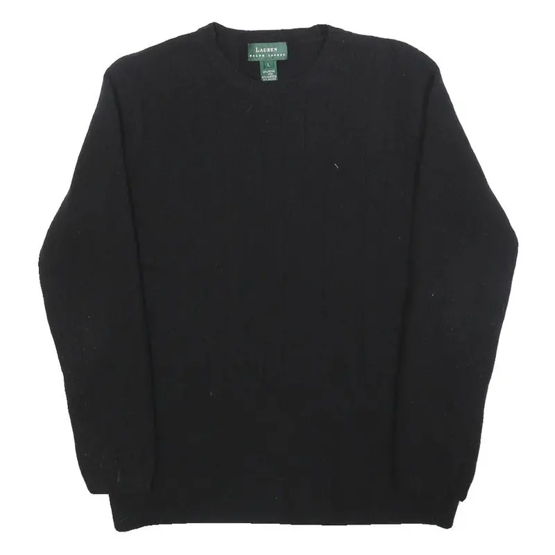 Lauren Ralph Lauren Girls Black Plain Pullover Jumper Wool Blend L 1