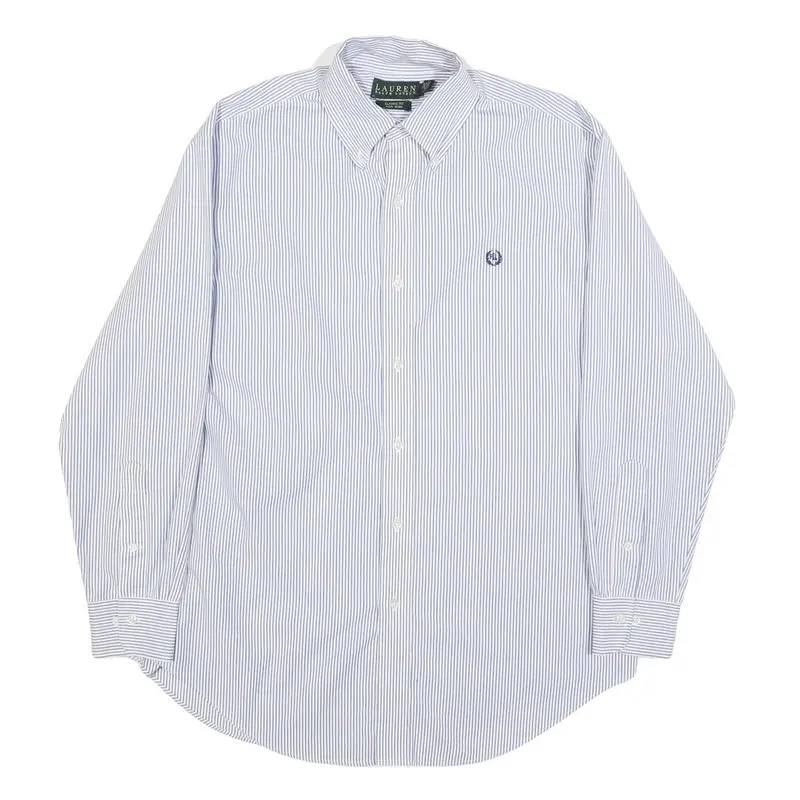 Lauren Ralph Lauren Mens Blue & White Striped Shirt L Classic Fit Button Down 1