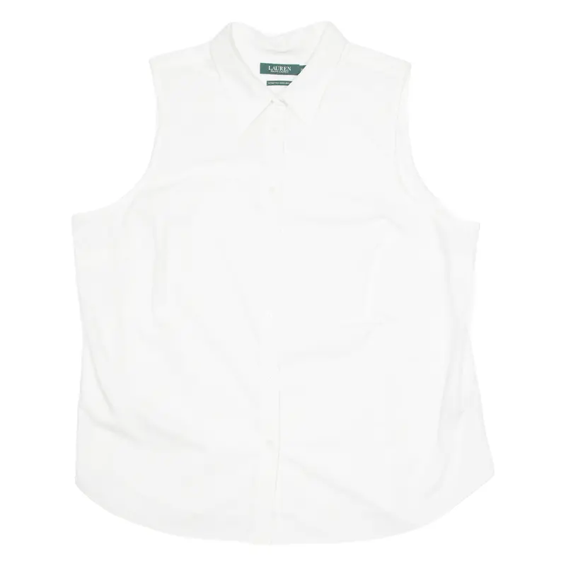 Lauren Ralph Lauren Stretch Non Iron Womens Plain Shirt White Sleeveless 2Xl 1