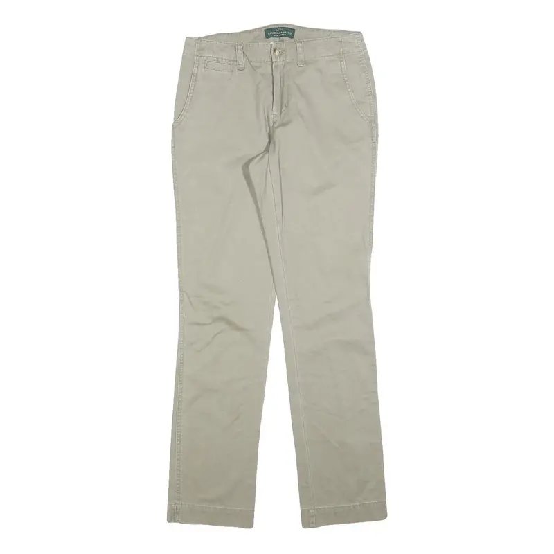 Lauren Ralph Lauren Womens Beige Slim Straight Trousers W30 L32 Cotton Blend Zip 1