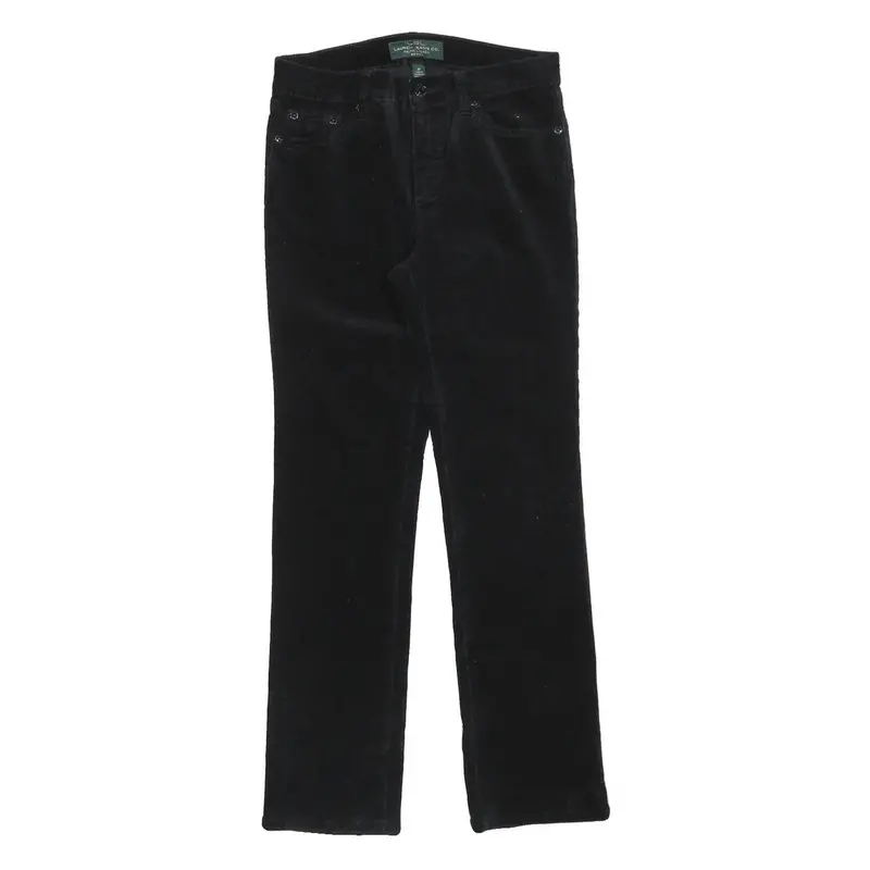 Lauren Ralph Lauren Womens Black Cotton Blend Slim Straight Trousers W28 L28 1