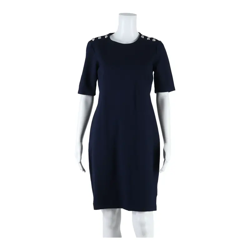Lauren Ralph Lauren Womens Bodycon Dress Blue Short Sleeve Midi M 1
