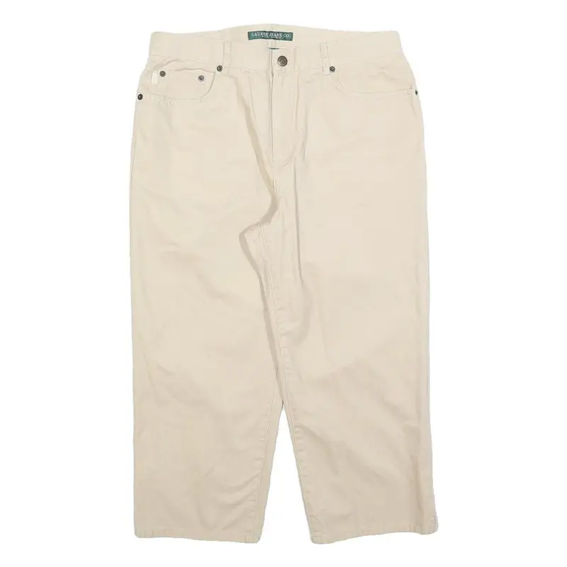 Lauren Ralph Lauren Womens Cotton Blend Beige Regular Straight Trousers W32 L21 1