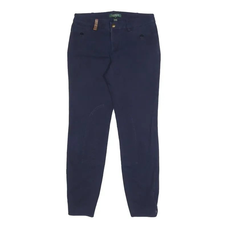 Lauren Ralph Lauren Womens Cotton Blend Navy Slim Tapered Trousers W27 L27 1