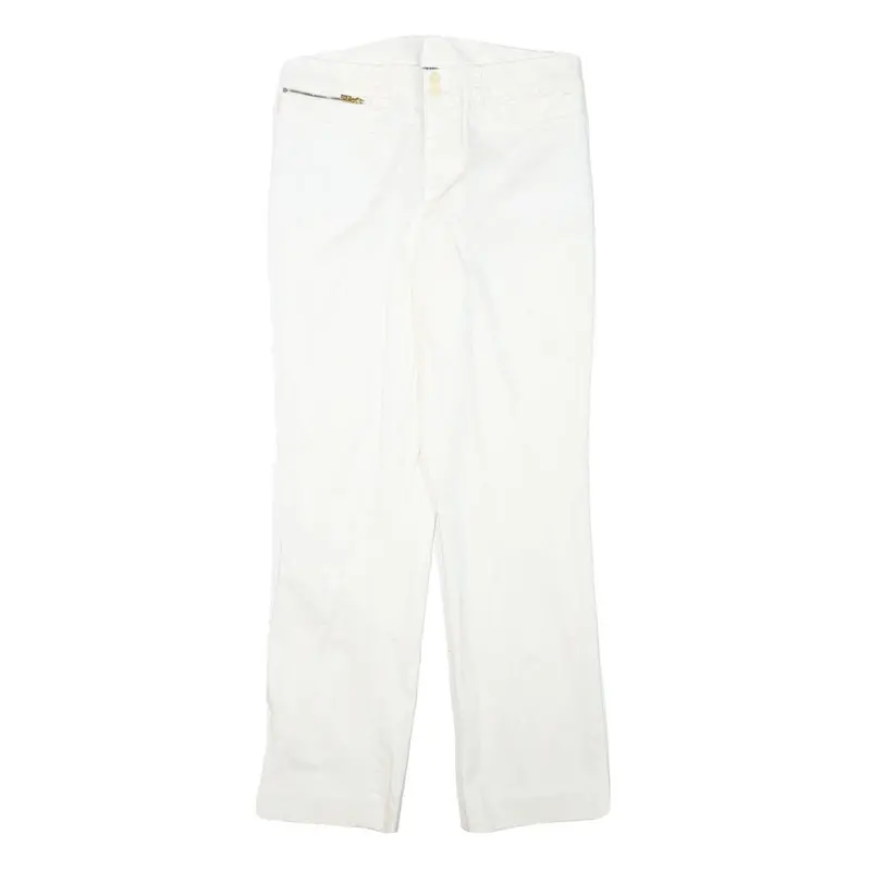 Lauren Ralph Lauren Womens Cotton Blend White Regular Fit Straight Leg Trousers 1
