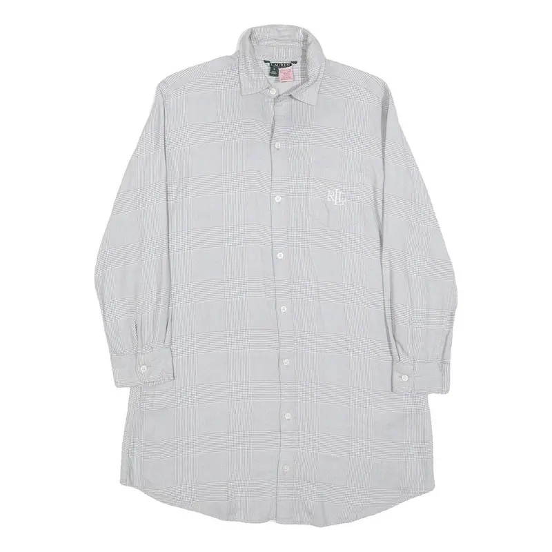 Lauren Ralph Lauren Womens Grey Check Day Woven Shirt Dress Cotton Blend S 1