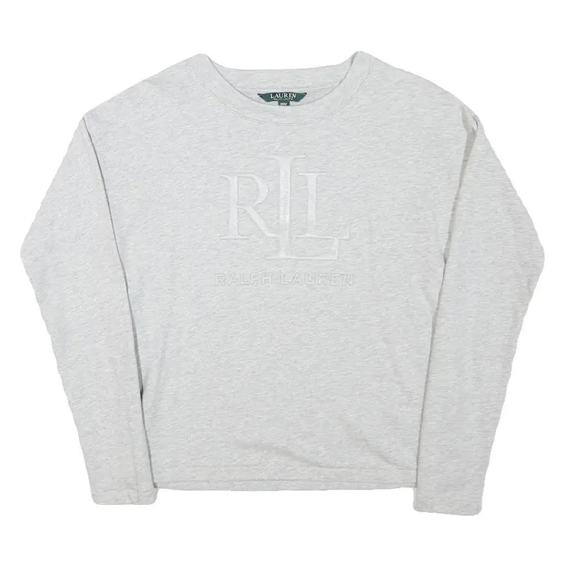 Lauren Ralph Lauren Womens Grey Embossed Logo Crew Neck Xxs Sweatshirt Casual 1